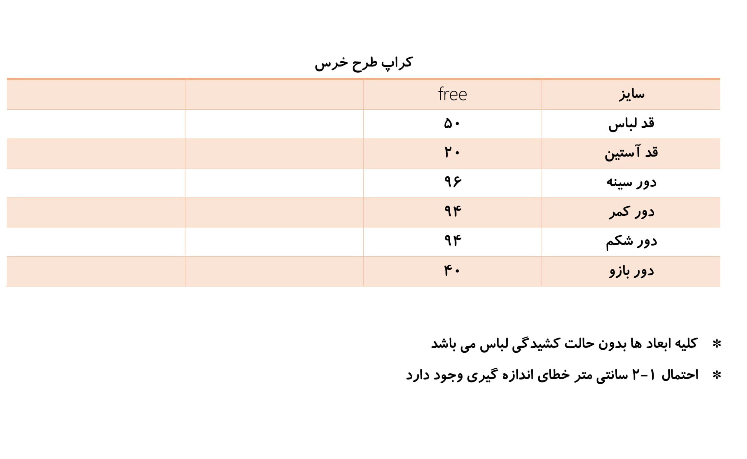 راهنمای سایز بندی